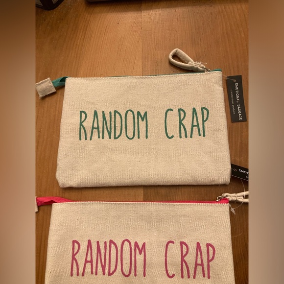 POUCH SET RANDOM CRAP Canvas SET of Two 8” x 5” Cosmetic or Tech Bag - Picture 2 of 8